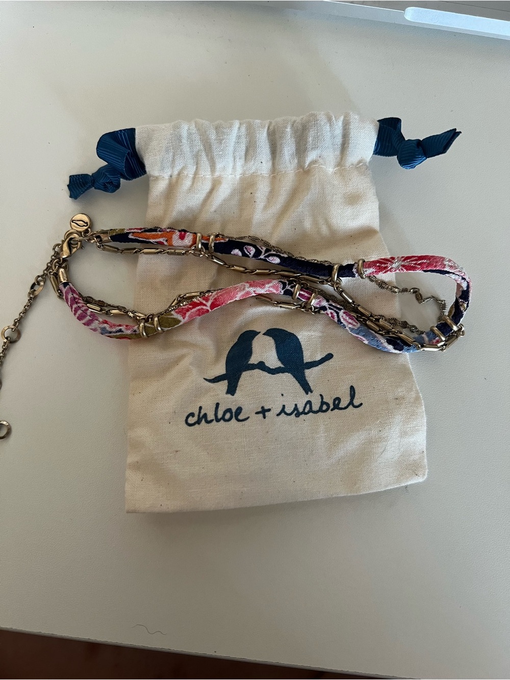 Chloe + Isabel Pink Navy Floral Chain Hair Wrap